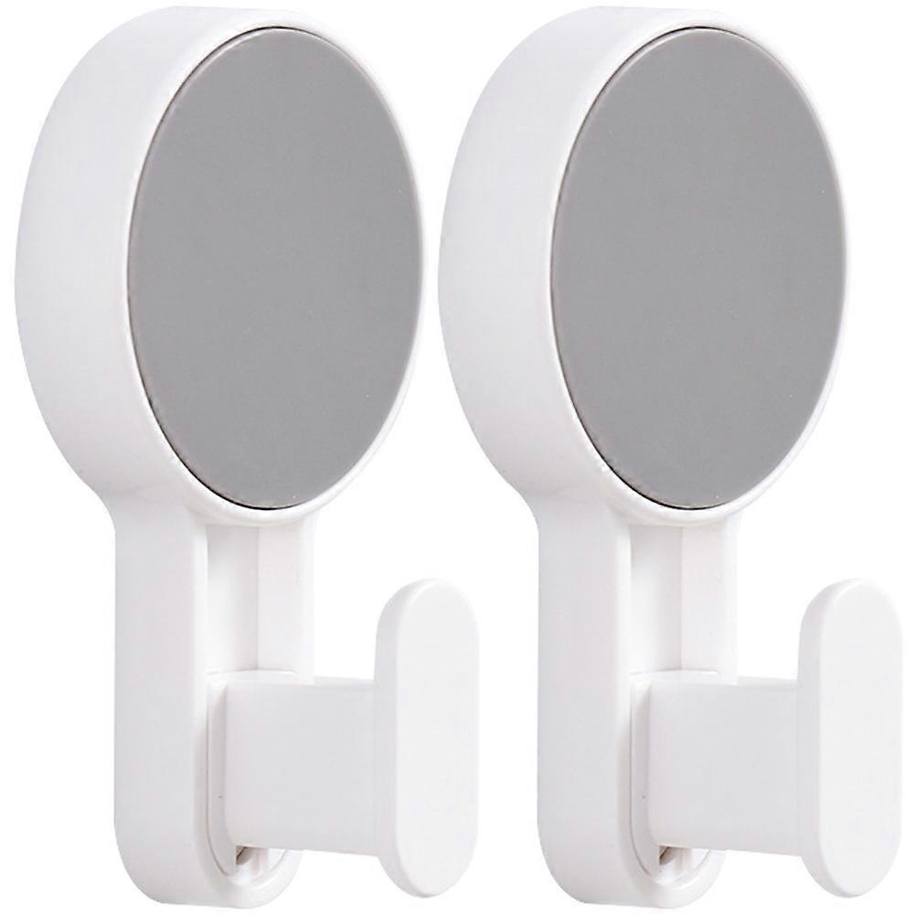 2pcs Wall Hooks with Punch Adhesive for Towel, Coat, and Hat Storage – Versatile Bathroom and Space Saving Design
