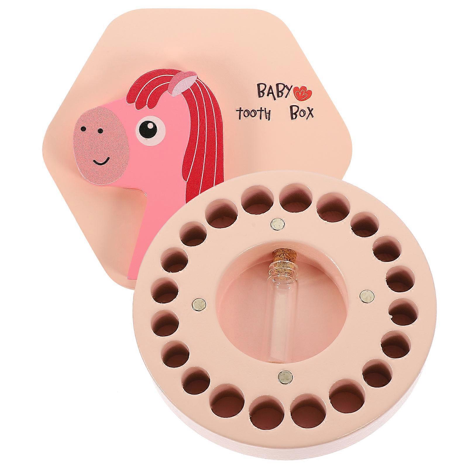 Baby Tooth Collection Organizer Keepsake Storage Horse Shape 12X11X3.5CM Pink 1Pcs