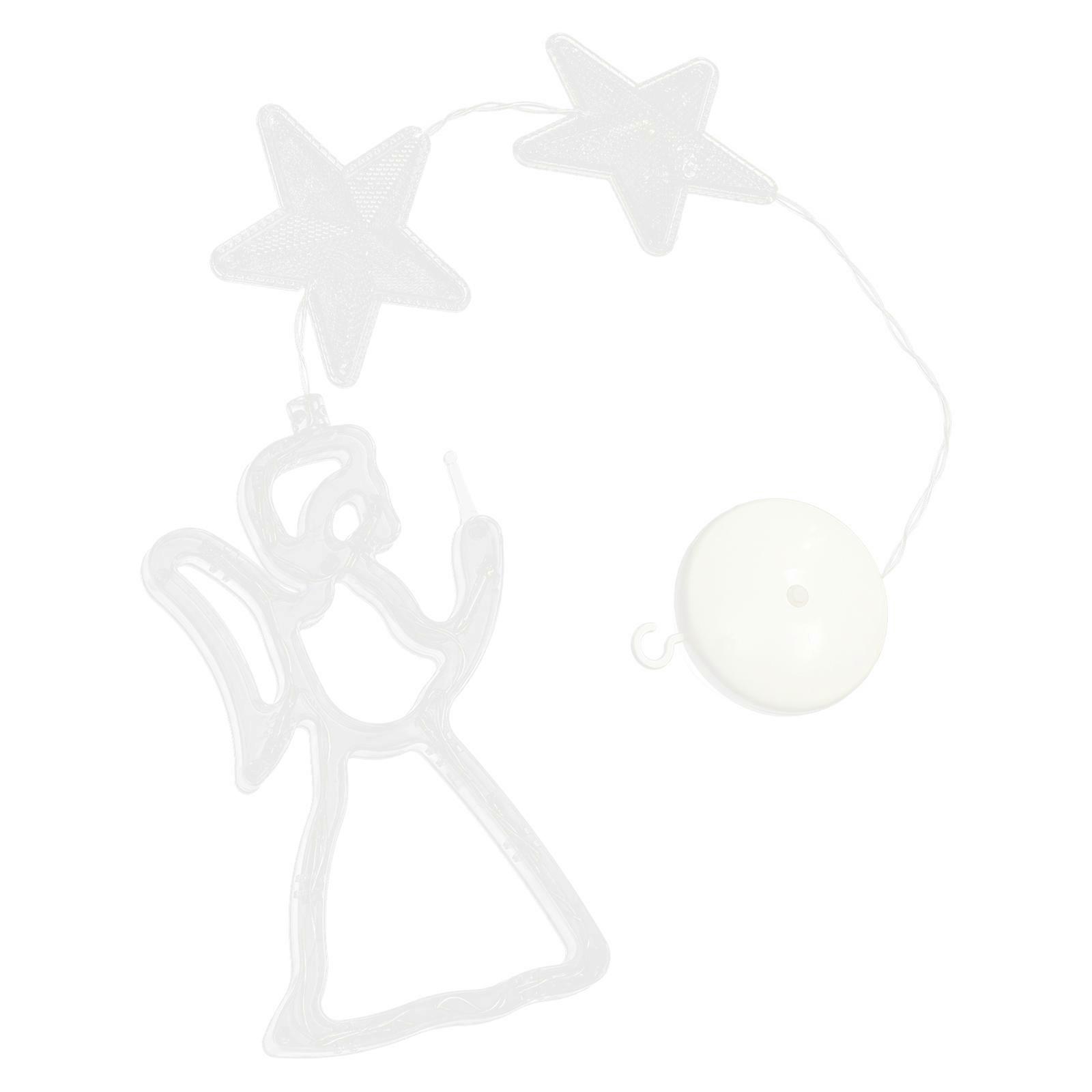 Suction Cup Light Christmas Window Decorations High Brightness LED Angel Shape Assorted Color 1Pack