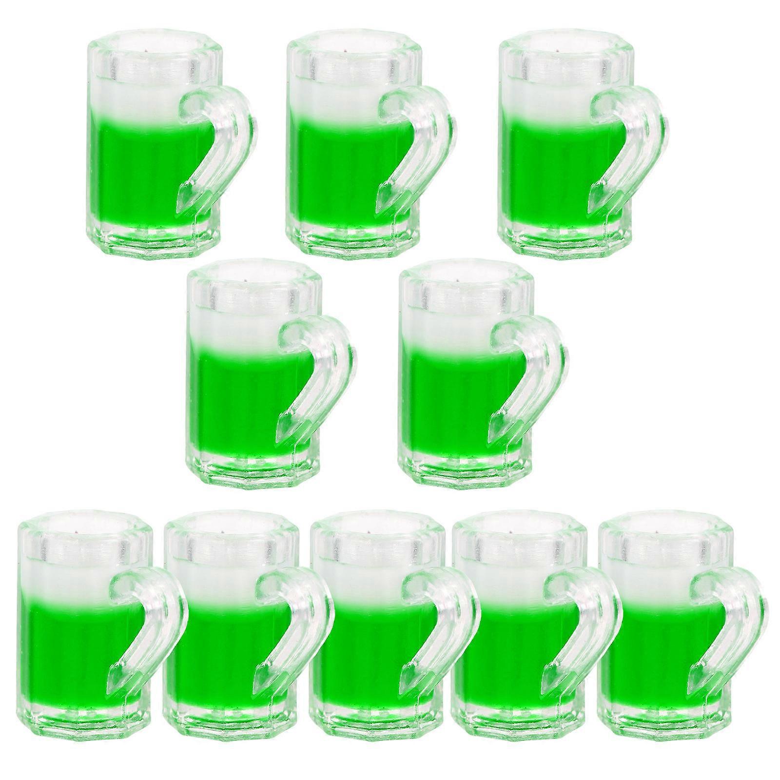 miniature Green Resin Beer Mugs for Playing Easy to Store and Use Decorative Mini House Adornment