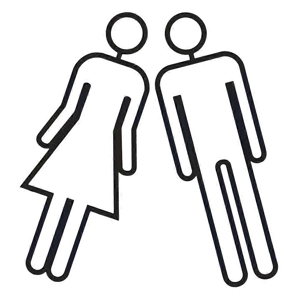 Rectangular Black Bathroom Sign For Gender Indication Suitable For Hotel Doors 2Pcs