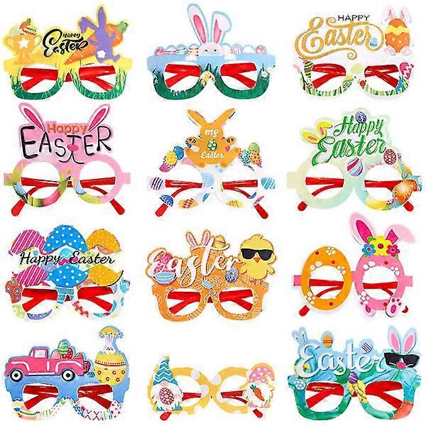 12 Easter glasses, party props, mixed styles (16x14cm)
