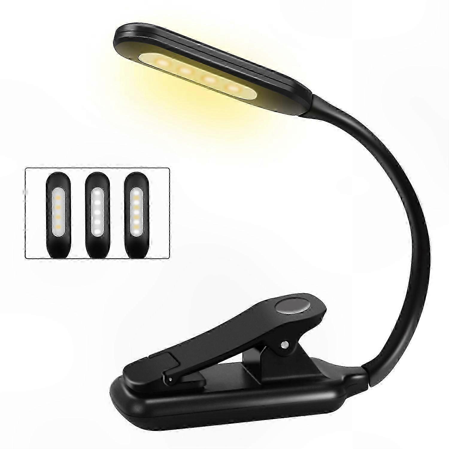 Rechargeable LED Book Light with 3 Brightness Levels for Reading
