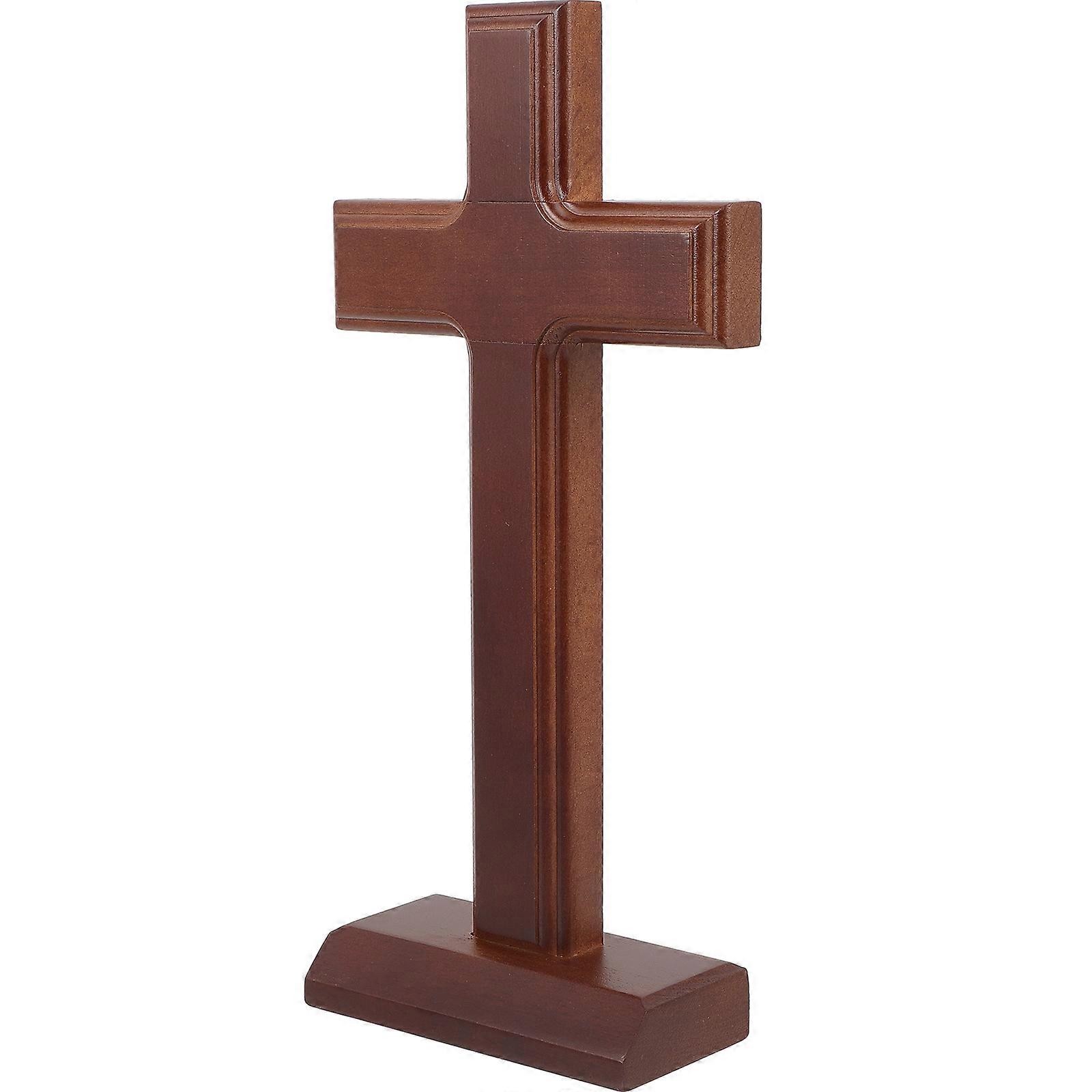 Rustic Cross Desk Adornment For Religious Purpose In 11.8×5.9×2.4in Size Designed For Christmas Celebration And Home Use 1Set