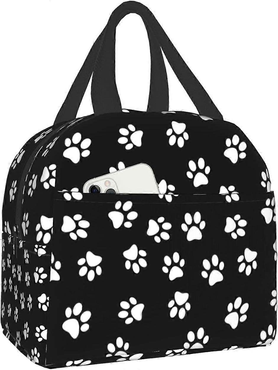 Dog Paw Print Kids Madkasse Isoleret frokostpose til drenge Piger Genanvendelig frokostkler muleposer til barn Tilbage til Schoo