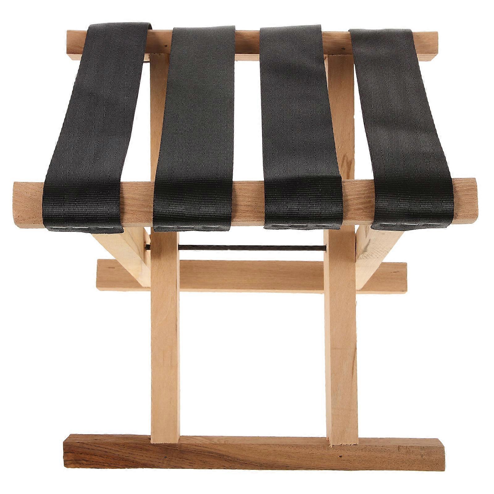 Fishing Chair Portable Foldable Stool for Adults with Wood and Polyester Material Black Color
