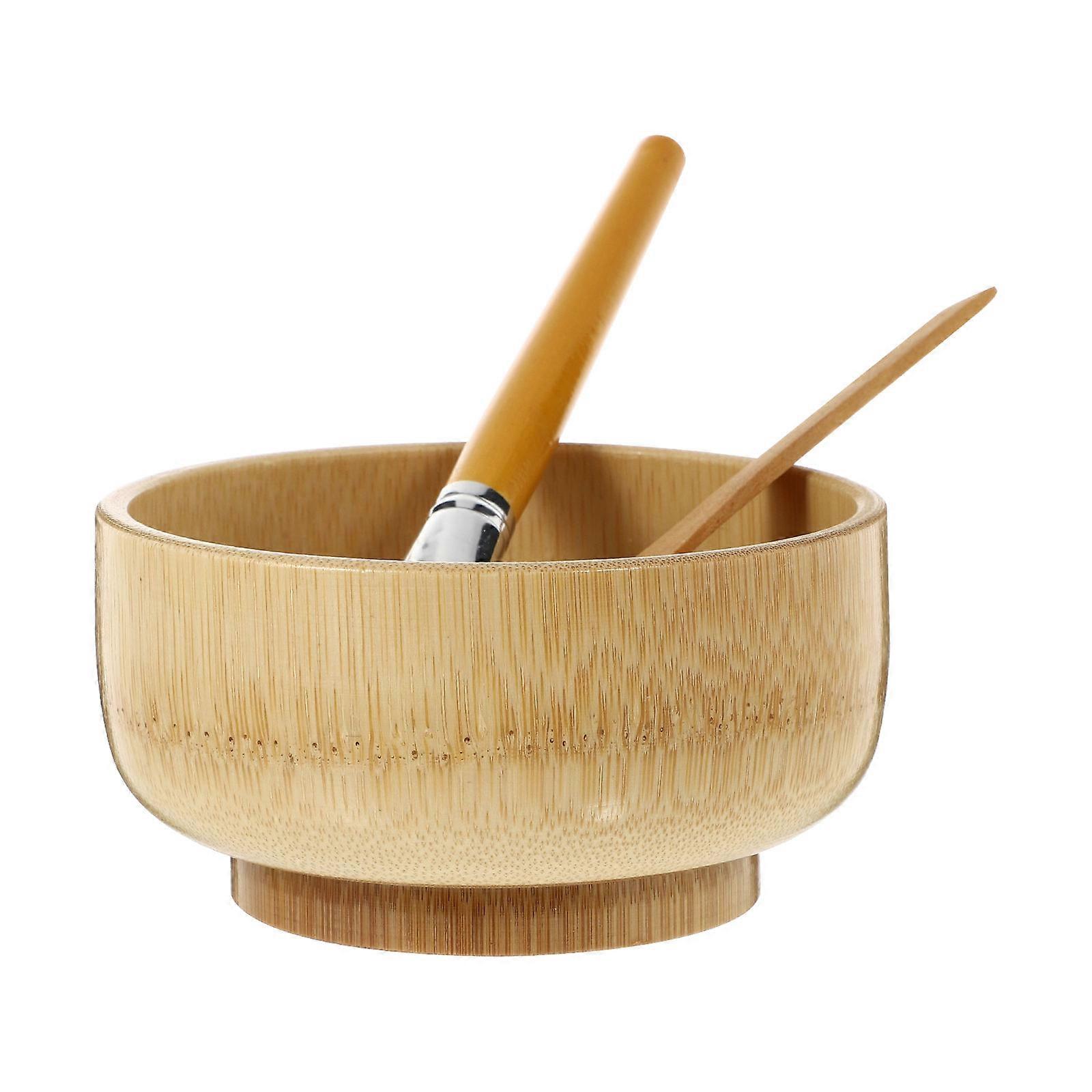 1Set Durable DIY Facial Mask Tools with Bowl and Stirring Stick for Easy Mixing at