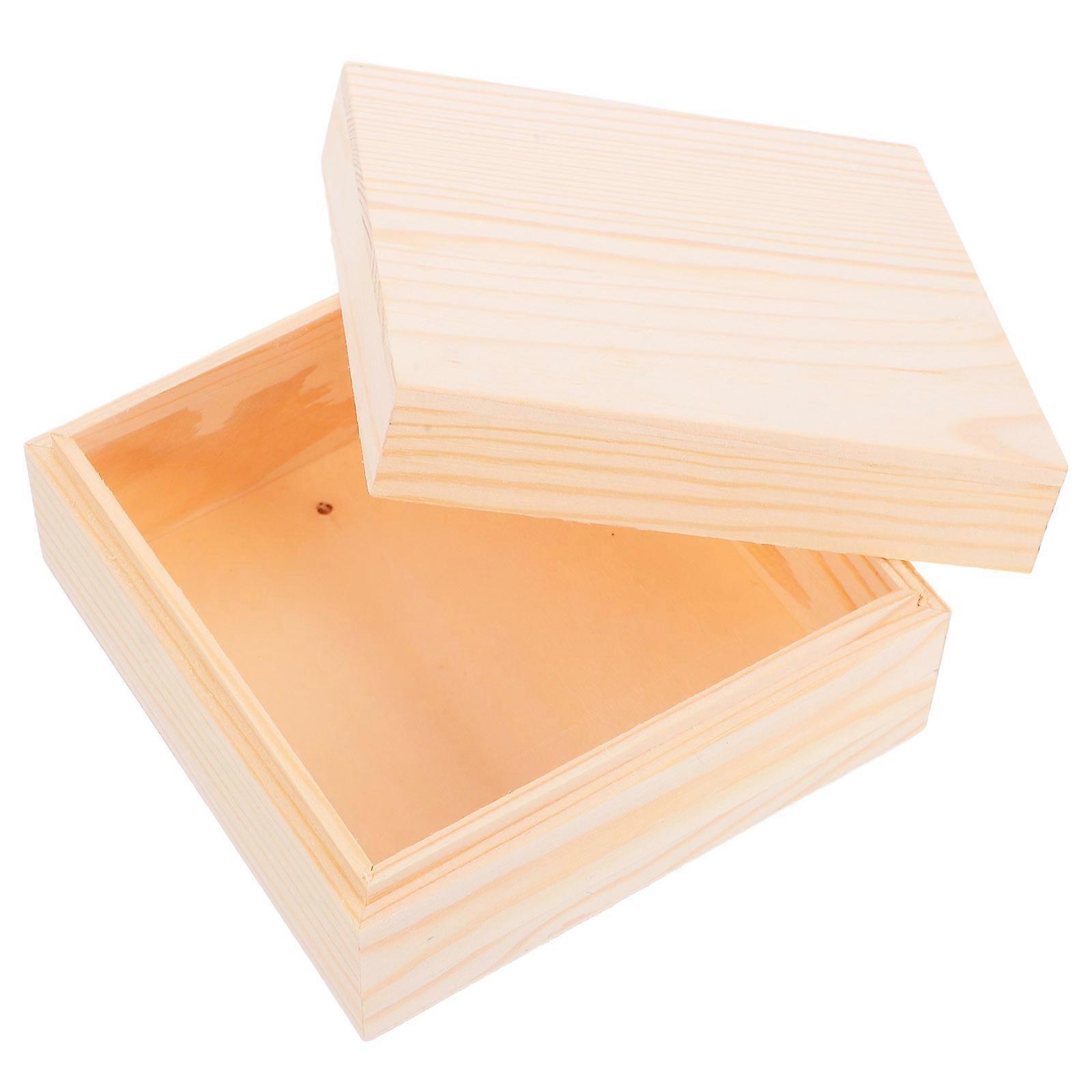 Wooden Storage Box with Lid for Jewelry and Small Items Khaki Color Versatile Use Crafted from Wood 7.5 x 5.5 x 3 Inches