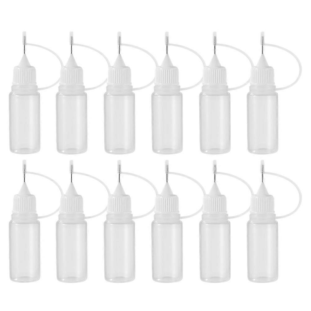 White Plastic Needle Tip Glue Bottle with Firm Fit Lid for Storage Use Great for Quilling Projects 12 Pcs