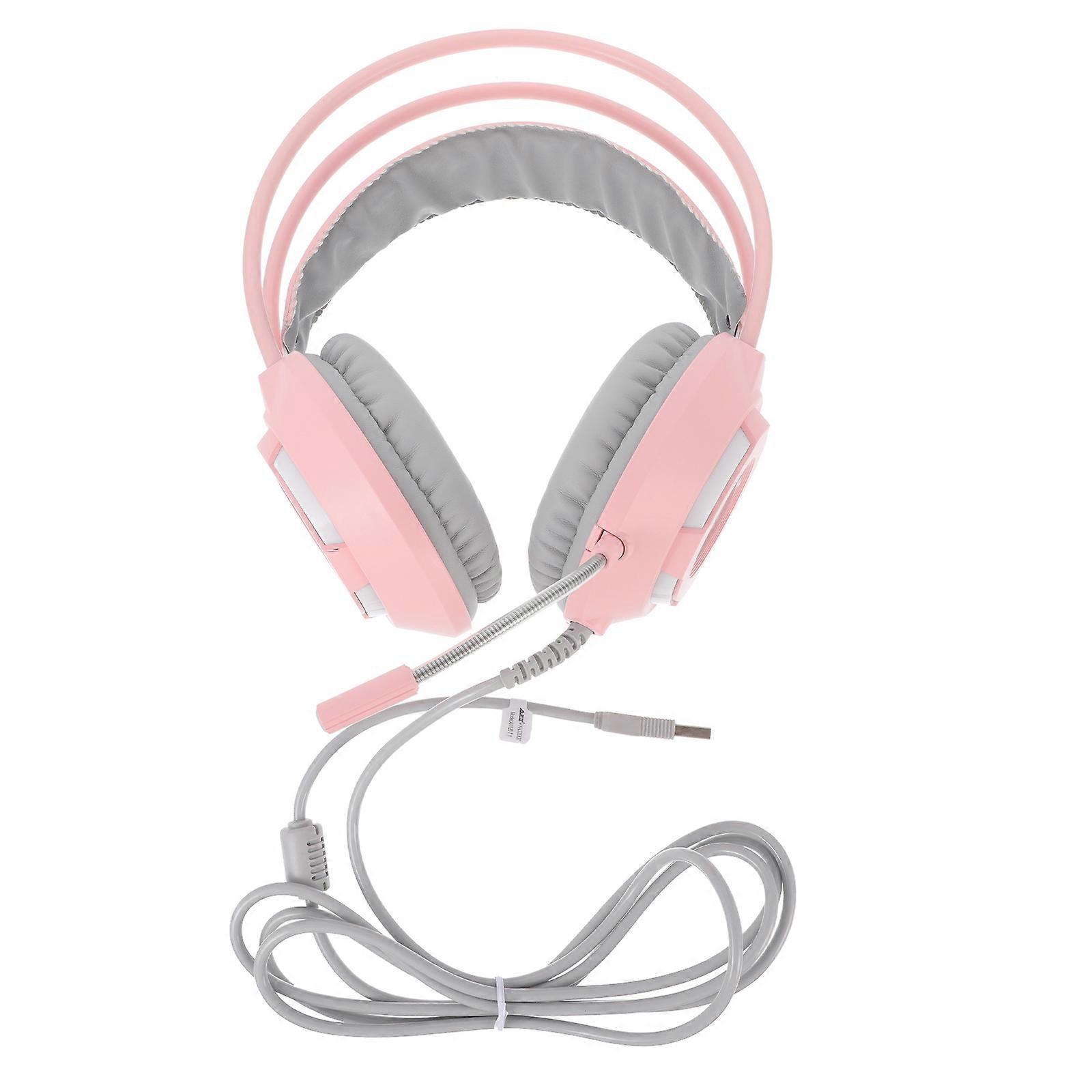 Enclosed Ear Design Gaming Headphones With Omnidirectional Microphone 1Pack Pink