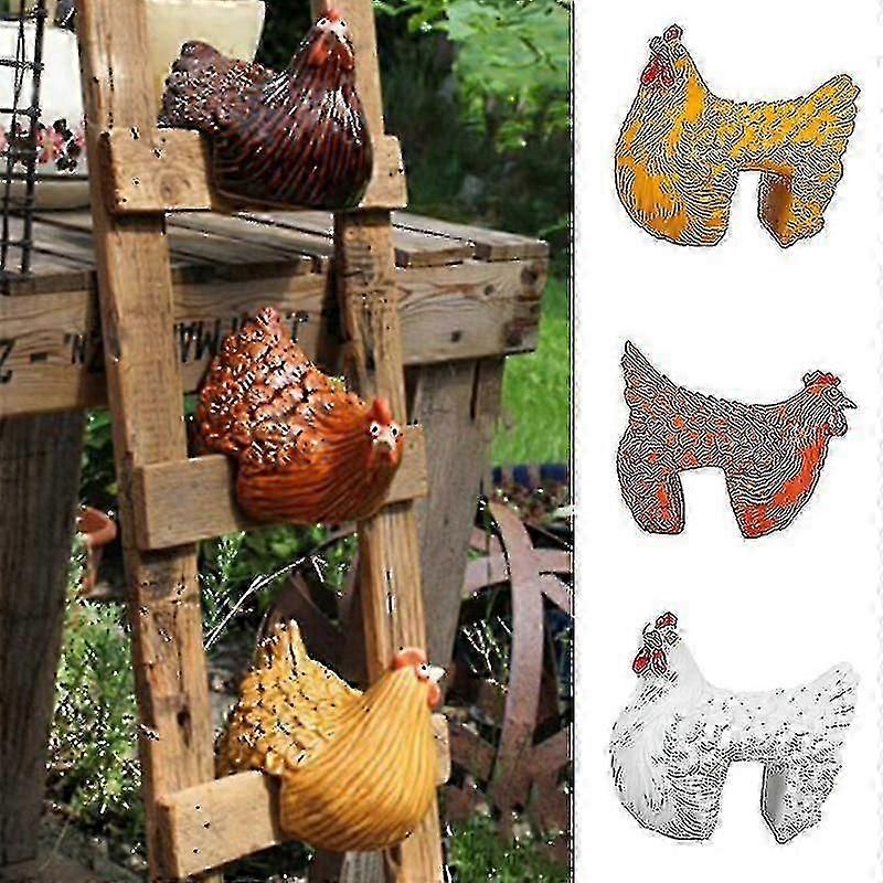 Resin Chicken Figure For Garden Courtyard Farm Decor Statue Cockerel Rooster Plug In Seater Hen Outdoor Ladder