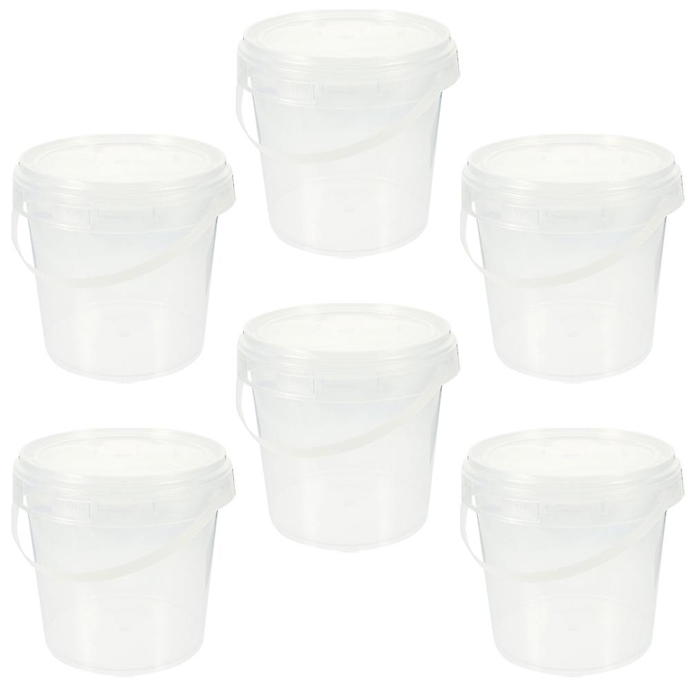 Clear Plastic Bucket with Lid for Food Storage Reusable Containers Perfect for Ice Cream and Meals 6 Pieces