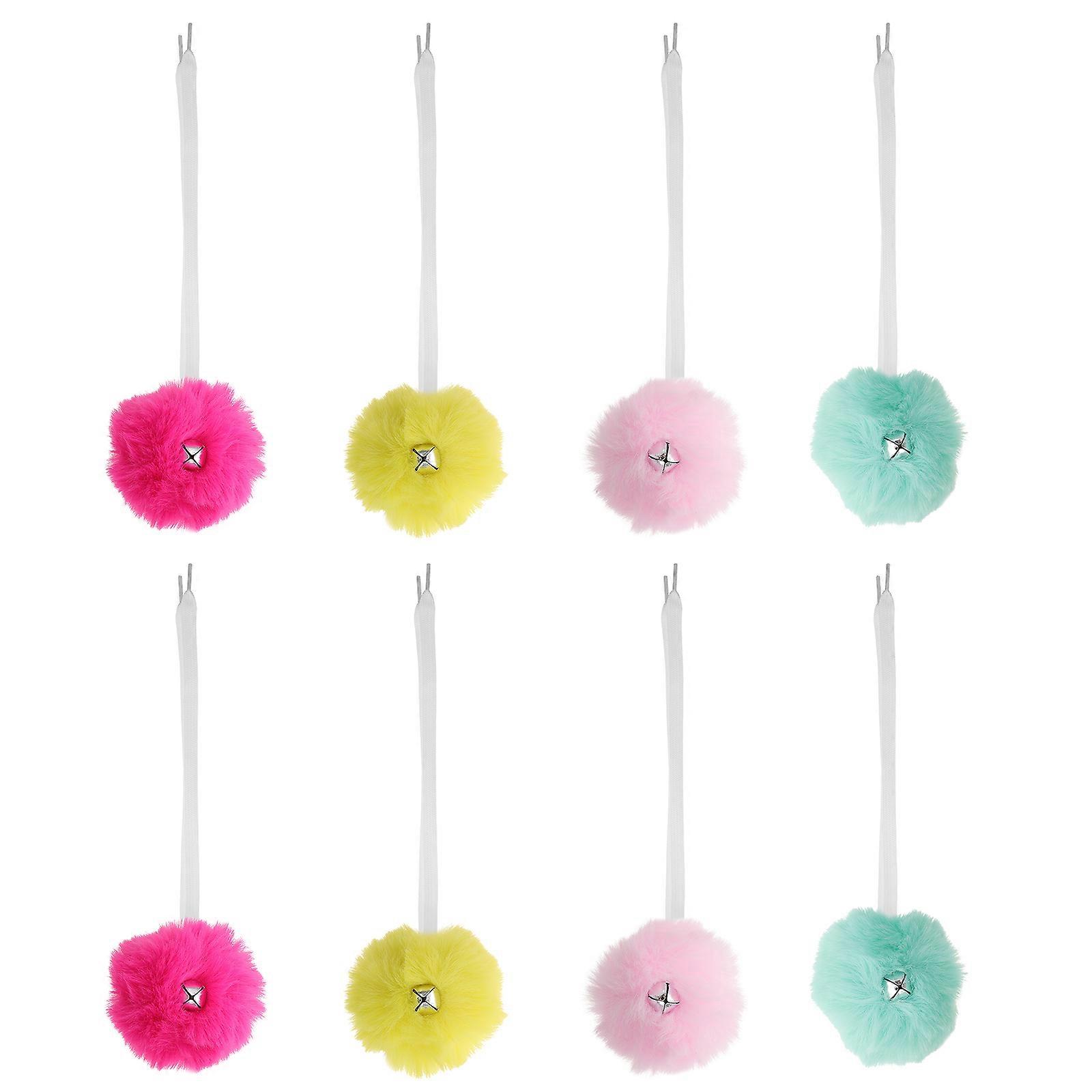 4 Pairs Roller Skates Fluffy Balls Accessories with Jingle Bell Laces