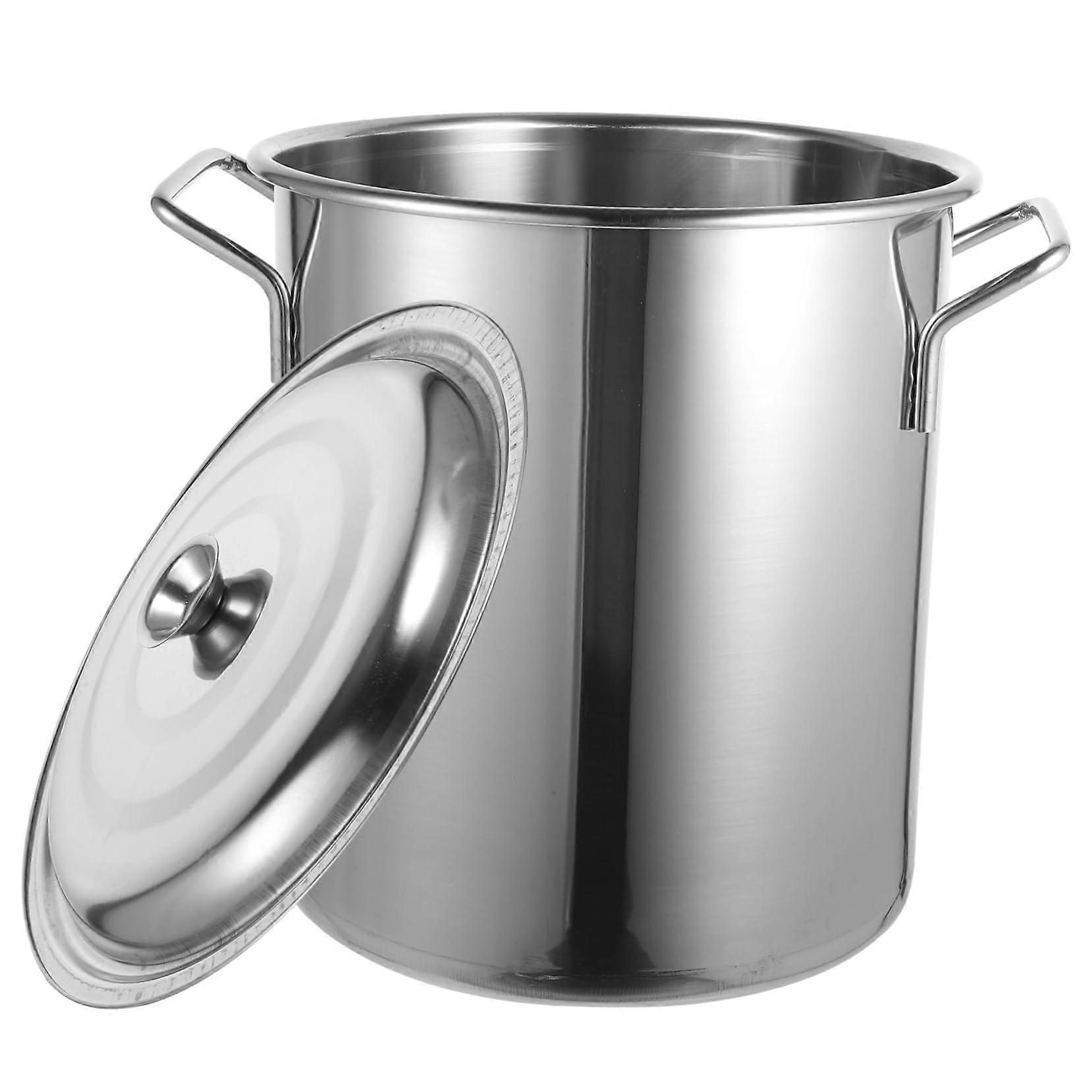 Soup pot with lid, large storage pot for versatile applications, foodsafe, ergonomic handle for kitchen, hotel, school, and...