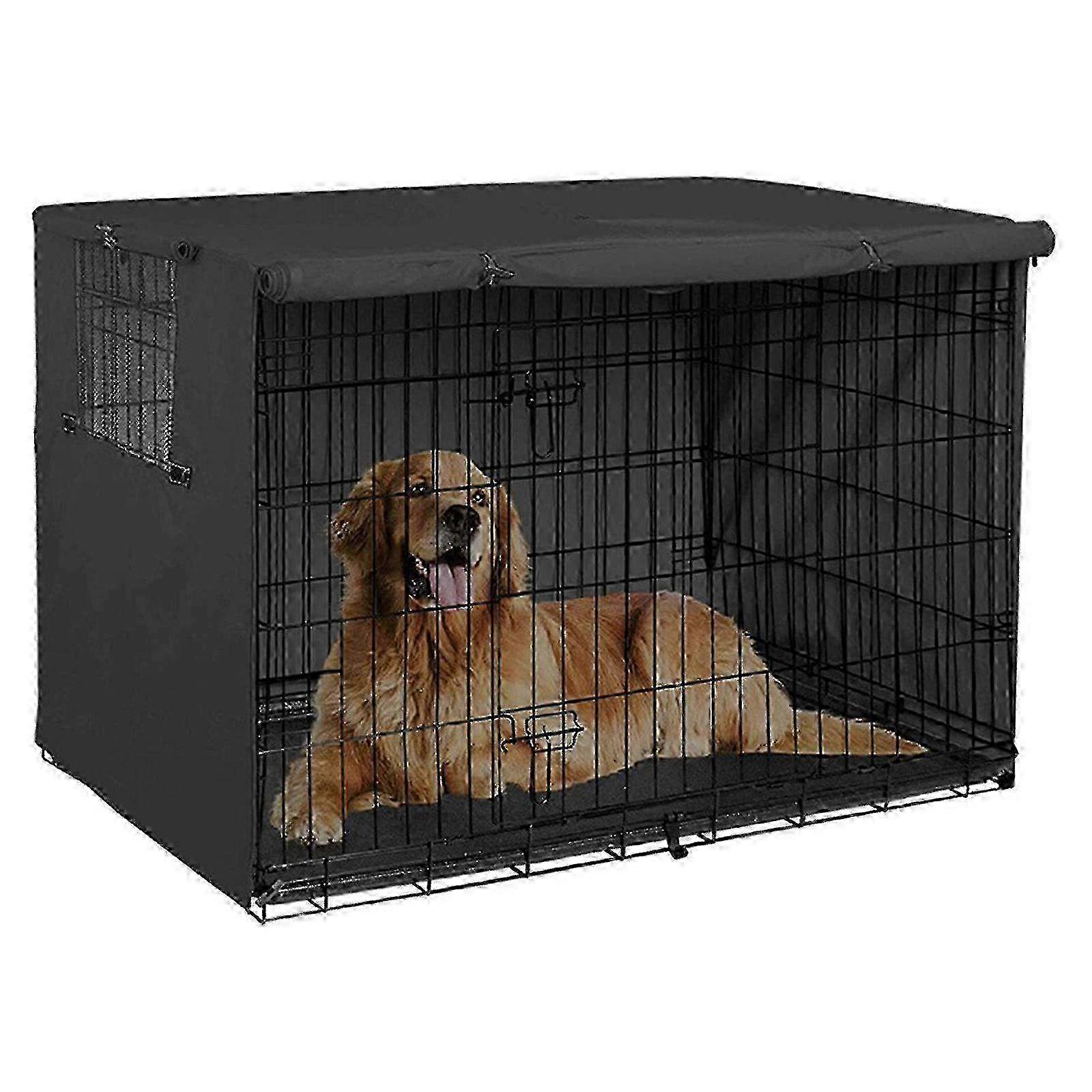 Waterproof and UV-resistant Oxford Fabric Dog Crate Cover for Medium to Large Dogs with Mesh Window