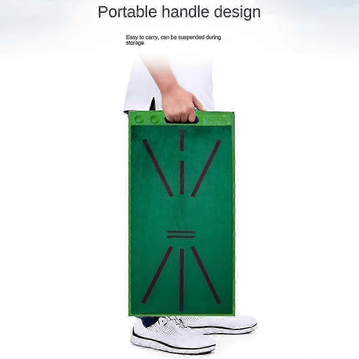Golf Swing Mat With Track Velvet Surface Portable Rubber Pad Golf Training Mats For Swing Detection