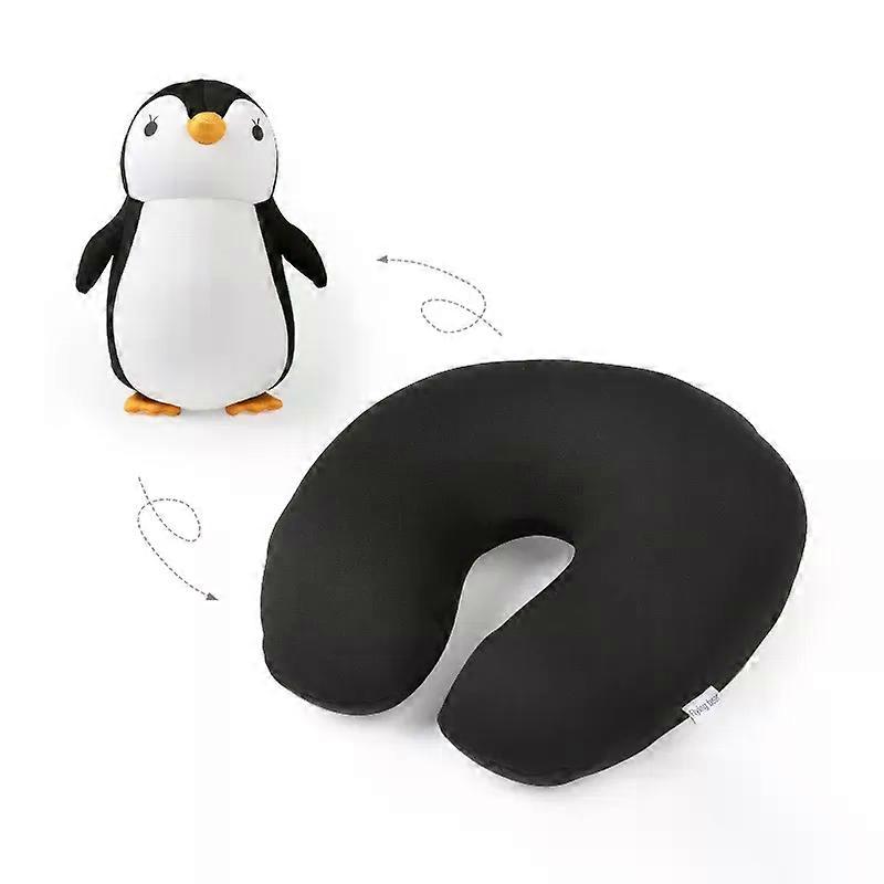Travel Neck Pillow U-Shaped Plush Pillow Cute Zip and Flip Penguin DeSuitable formable Cushion Supports Your Head Neck Chin Suitable for Adult