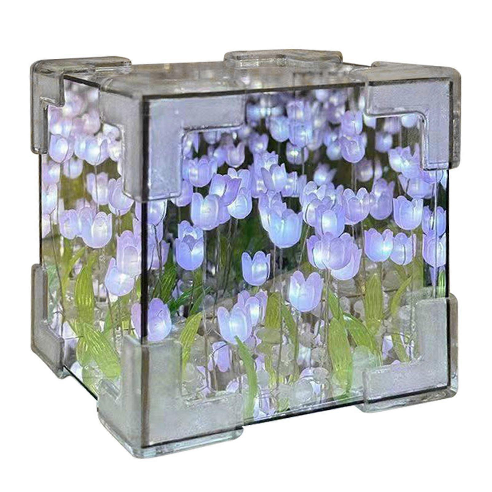DIY Tulips Night Light Hand Made Flower Lamp Craft Kit LED Table Lamp for Bedroom Living Room Decor