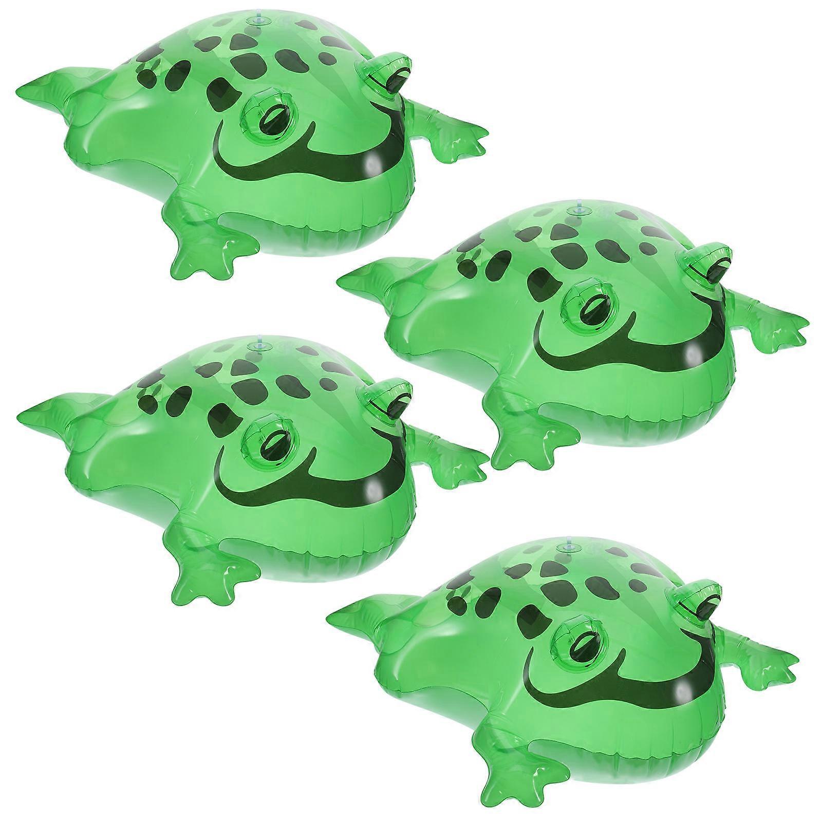 4 Pack Inflatable Frog Balloons Cartoon Playthings Party Decoration Fun Photo Props Elastic Rope Bounce Animal Swimming Pool Garden