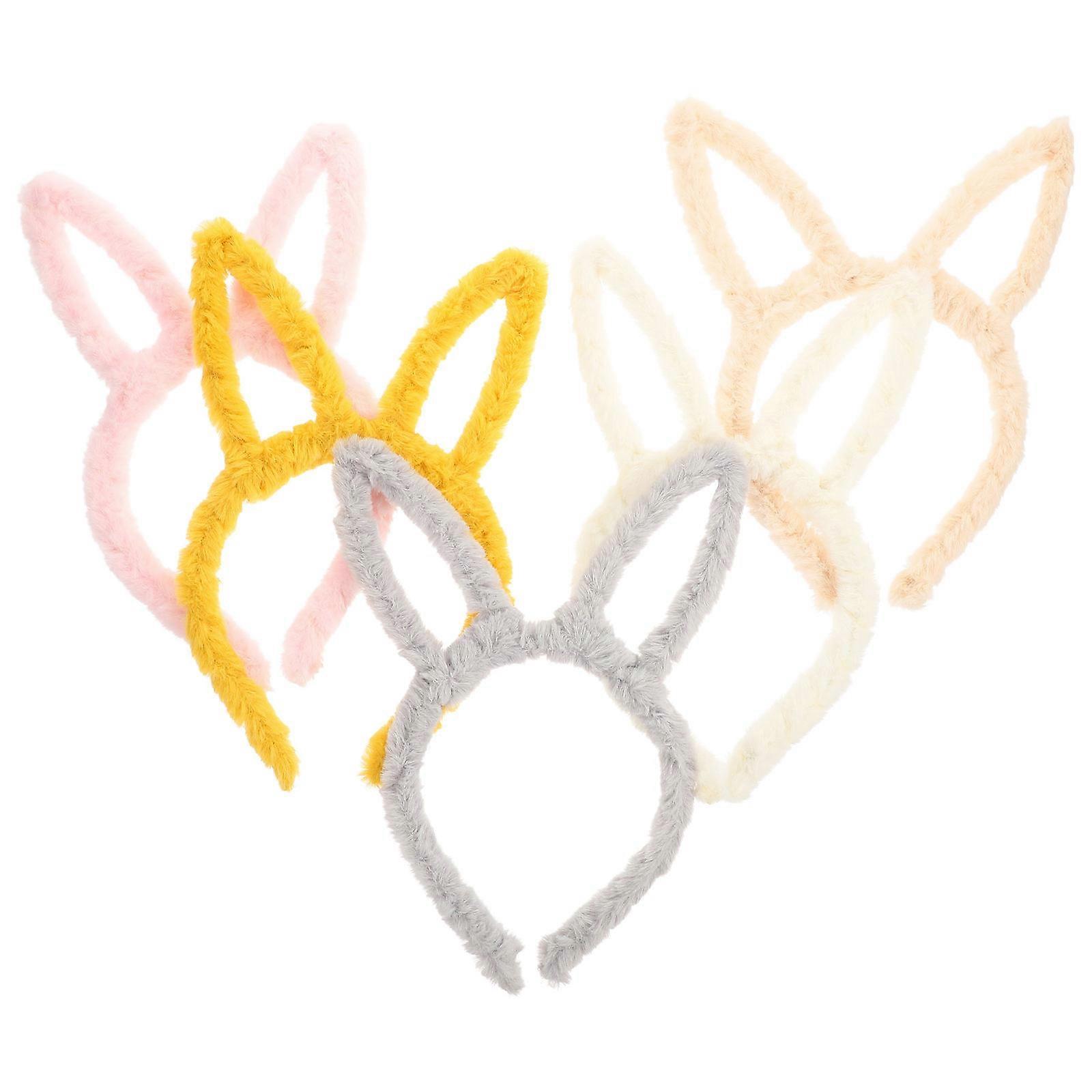 أرنب آذان عصابة شعر 5 قطع أغطية رأس أنيقة للفتيات مثالية لحفلات تأثيري وكرنفالات عيد الميلاد بحجم صغير