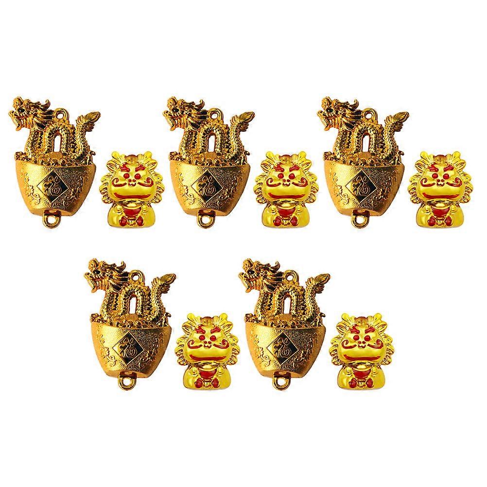 Small Golden Dragon Charm 10Pcs For DIY Pendant Making Jewelry Accessories Chinese Style Assorted Color