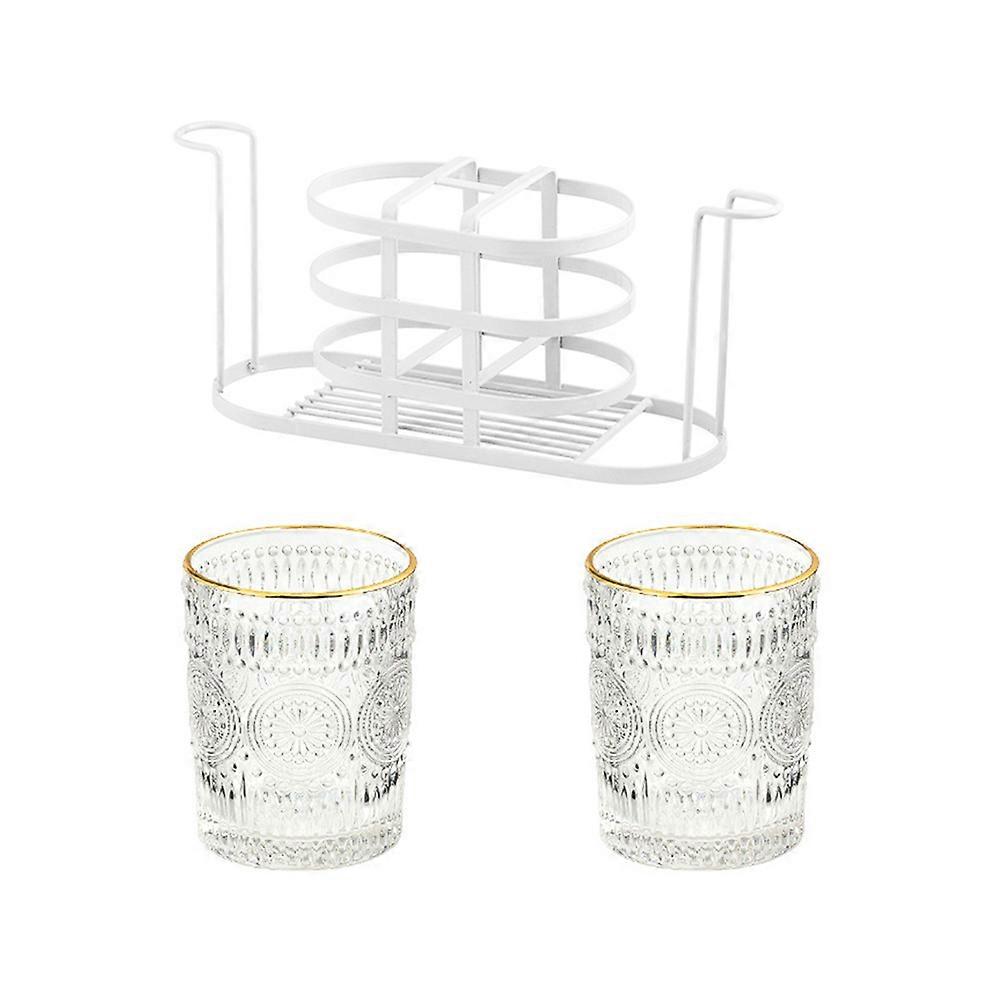 White Glass Toothbrush Cup Set of 1 Set Designed for Daily Bathroom Use with Water Drainage Feature