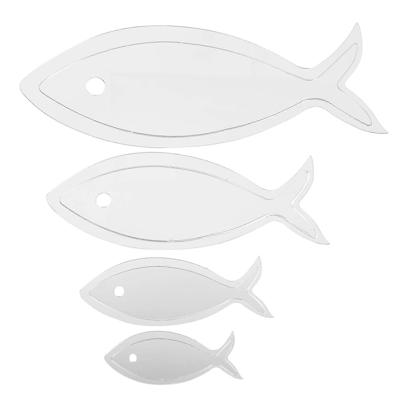 Acrylic Mirror Fish Stickers Set Removable Wall Decals for Home Decoration in Living Room Bedroom Bathroom with Easy Application and Removal