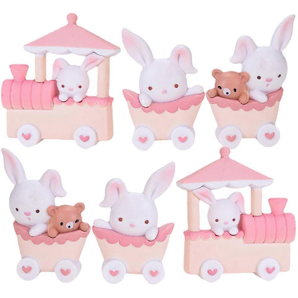 2 Sets Rabbit Train Easter Ornament Lovely Bunny Figurine Desktop Model