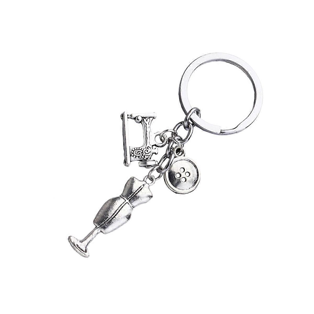 Button Sewing Machine Keychain Backpack Attachment Gift Item Medium Silver 1Pack