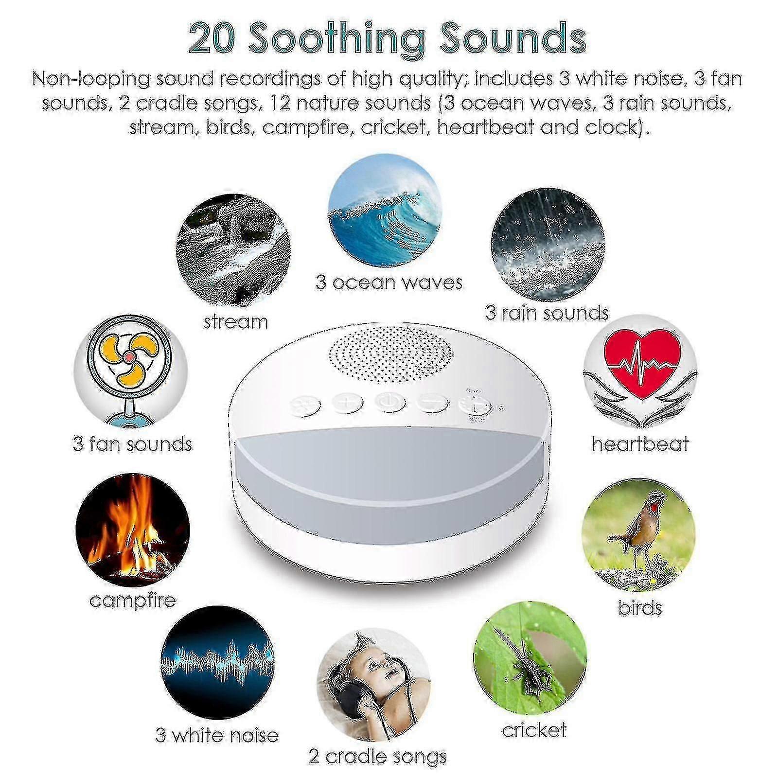 White Noise Machine For Sleeping, Rechargeable White Noise Machine With 20