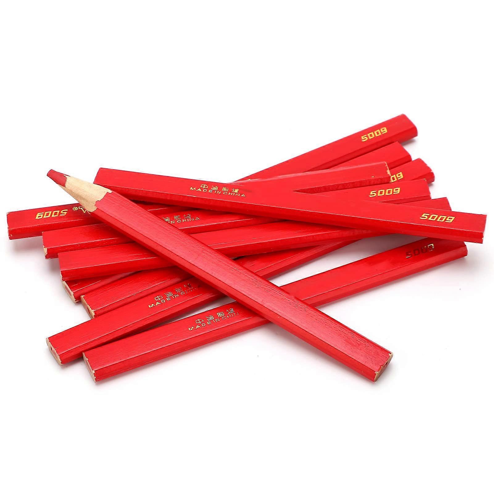 10 pieces octagonal carpenter pencils for woodworking, red marking tool for construction workers and DIY projects, project kits for carpenters.