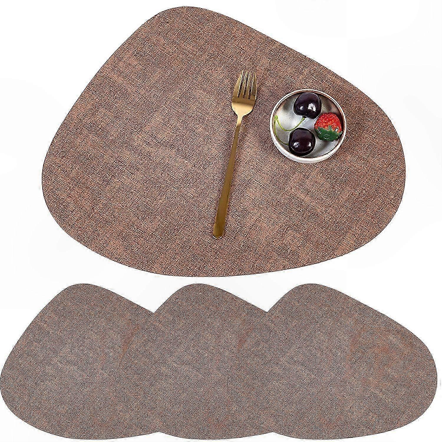 Leather-Like Placemats and Coasters Set, Waterproof Washable Table Mats with Modern Decorative Design