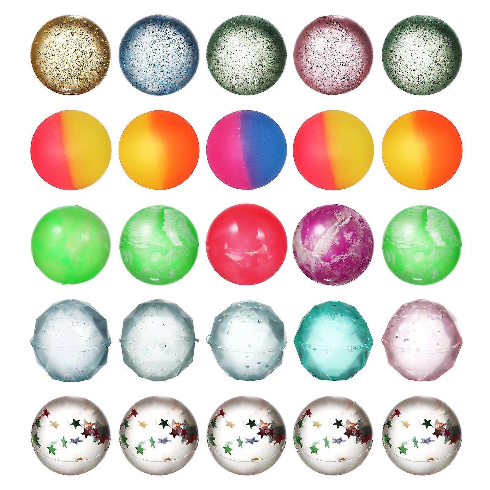 25pcs Bouncy Balls Rubber Bouncing Balls Glitter Bouncy Balls Kids Toy Bouncing Throwing Balls Game Prizes