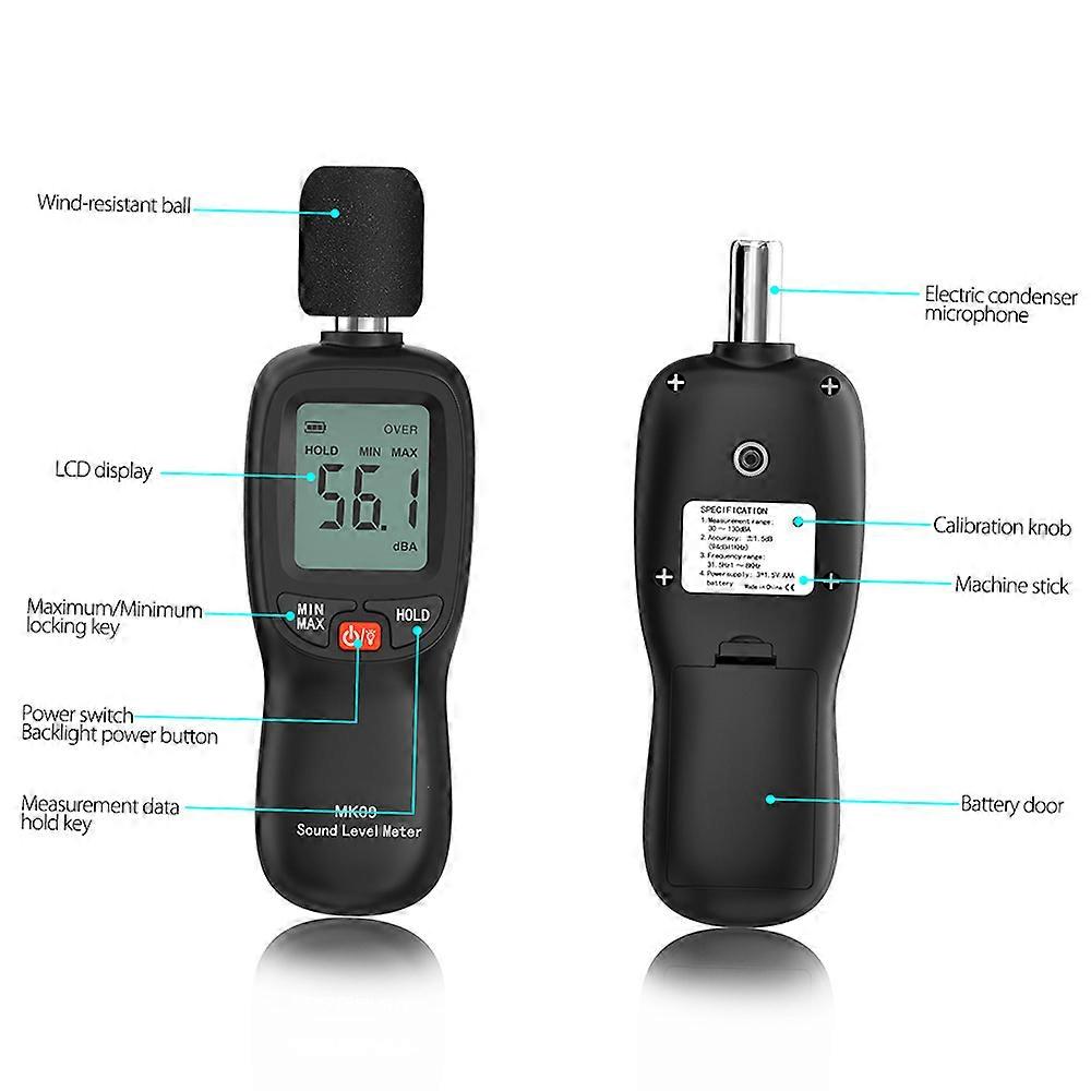 30-130dB(A) LCD Digital Sound Level Meter Noise Volume Measuring Instrument Decibel Monitoring Tester