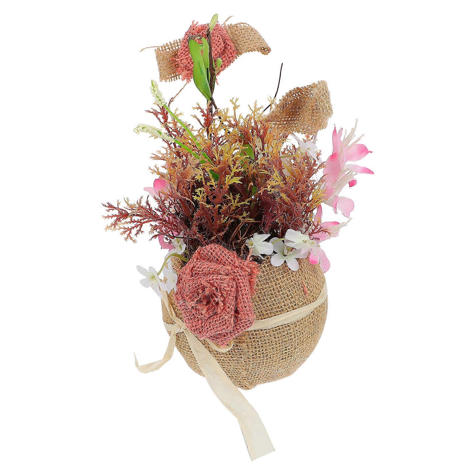 Artificial Flower Basket Flower Basket Ornament for Hotel Decoration Linen Multi Decoration 1Pcs