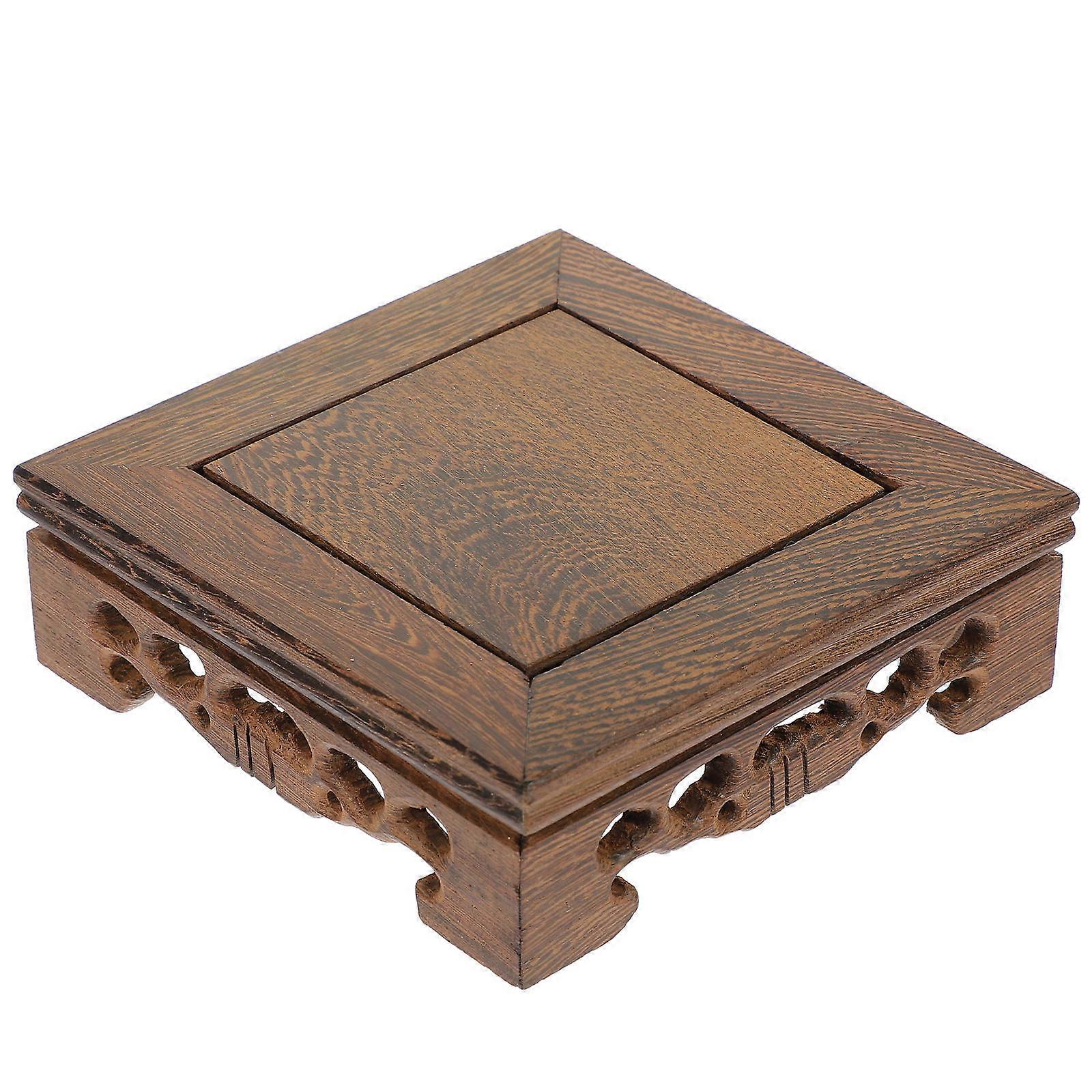 Wooden Flower Pot Base Square Pedestal Platform Indoor Use Homeowners Gardeners Light Brown Support 1 Pair