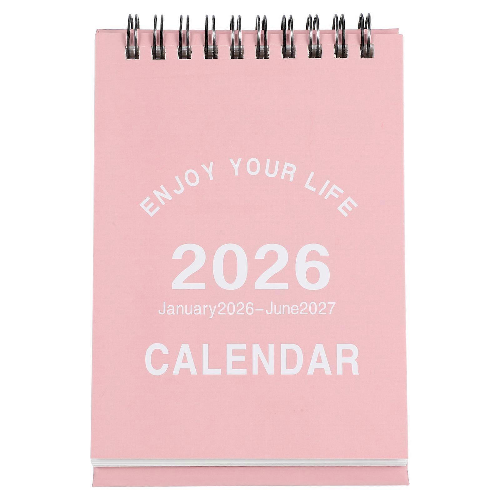 Minimalist Pink Desktop Standing Tent Calendar with Planner Stickers for Daily Scheduling and Monthly Academic Planning – Prevents Ink Bleed