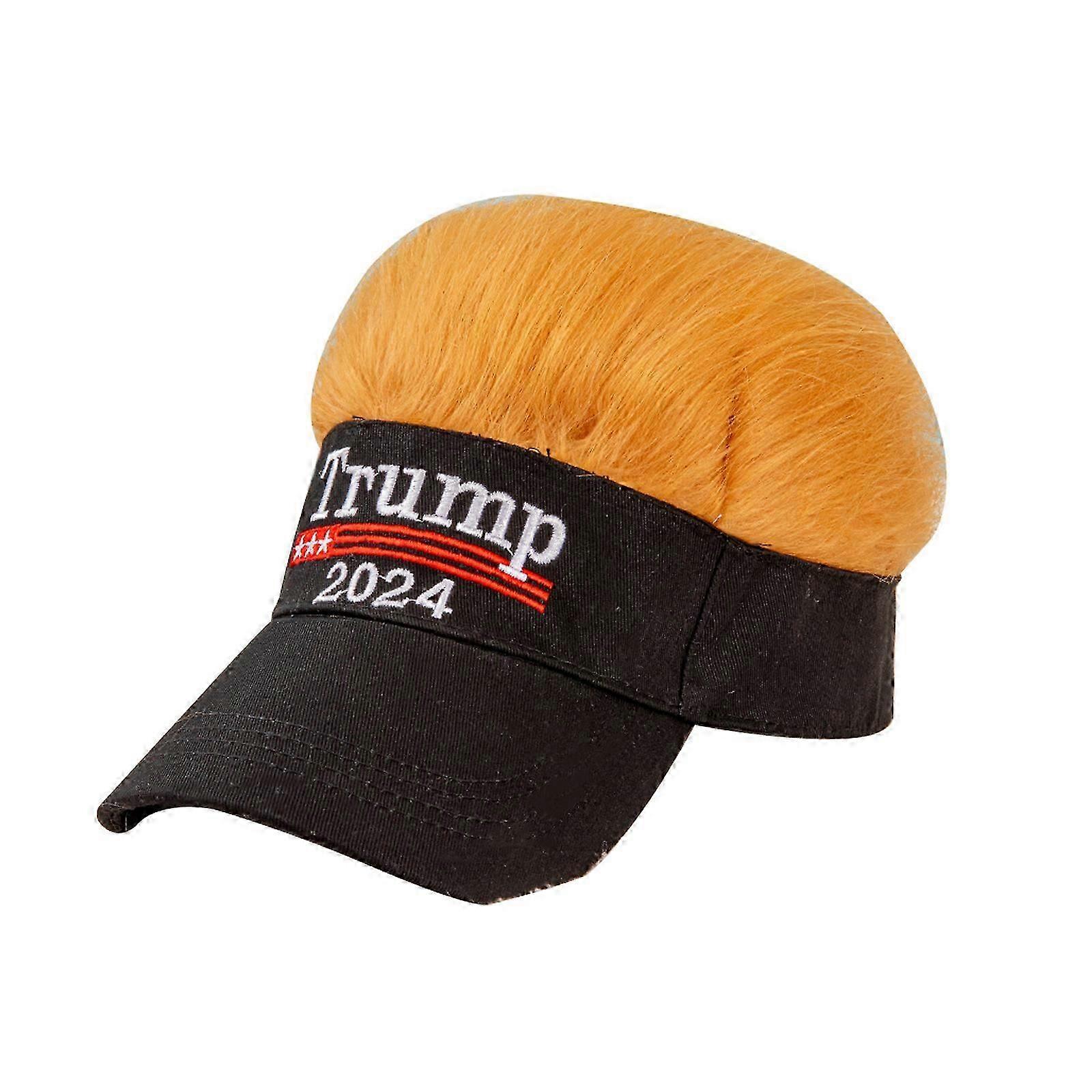 Trump 2024 Embroidered Red Cap with Adjustable Fit and Wig Accessory