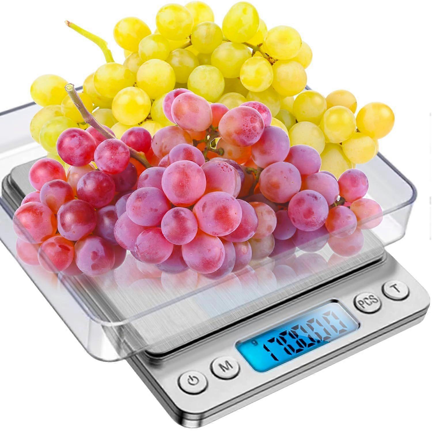 Kitchen scale max. 2 kg Tare function High precision 0.1 g Precision scale with LCD display 2 bowls