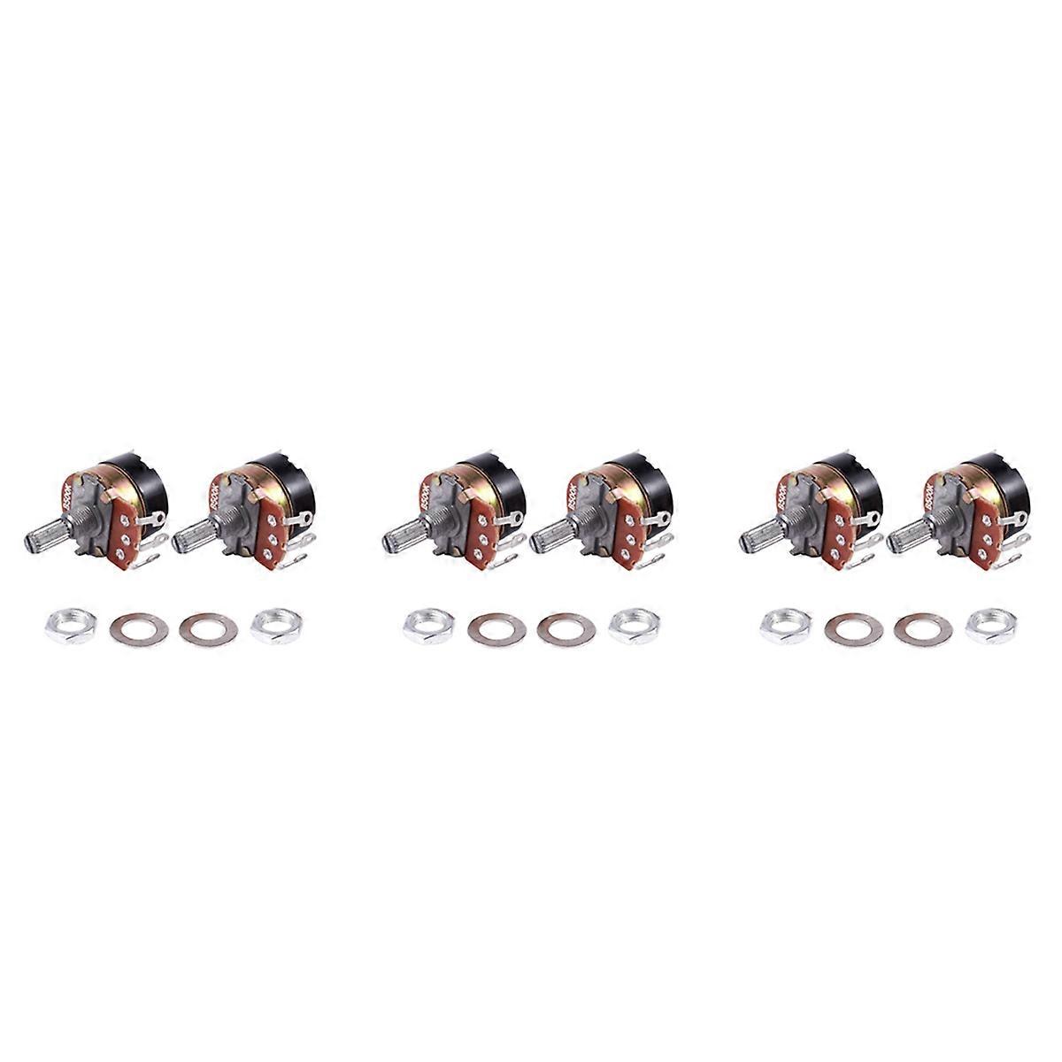 6Pcs 500K Ohm Single Linear Taper Potentiometers with On/Off Switch