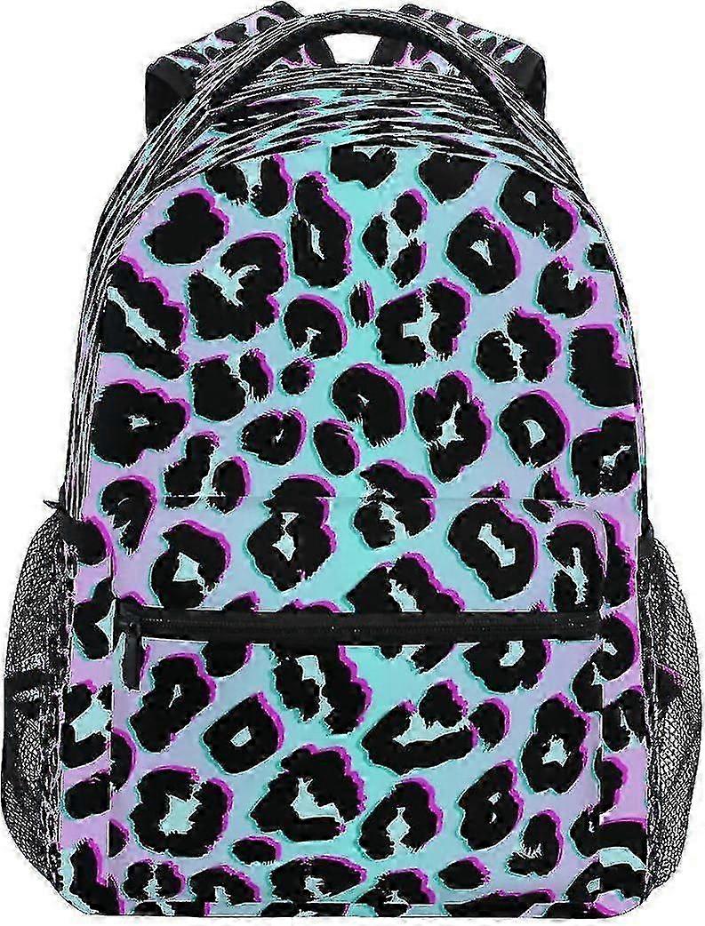 regnbåge leopard tryck skolryggsäck för tonåringar flickor pojkar, gepard djur bokväska resa ryggsäck