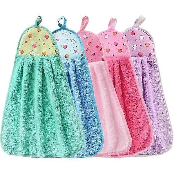 Set of 5 soft towels for kitchen or bathroom, Coral Fleece T