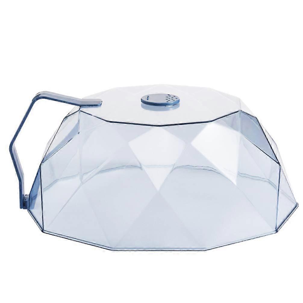 Microwave Splatter Cover Reusable Plate Cover With Handle For Food Cake Dessert Blue