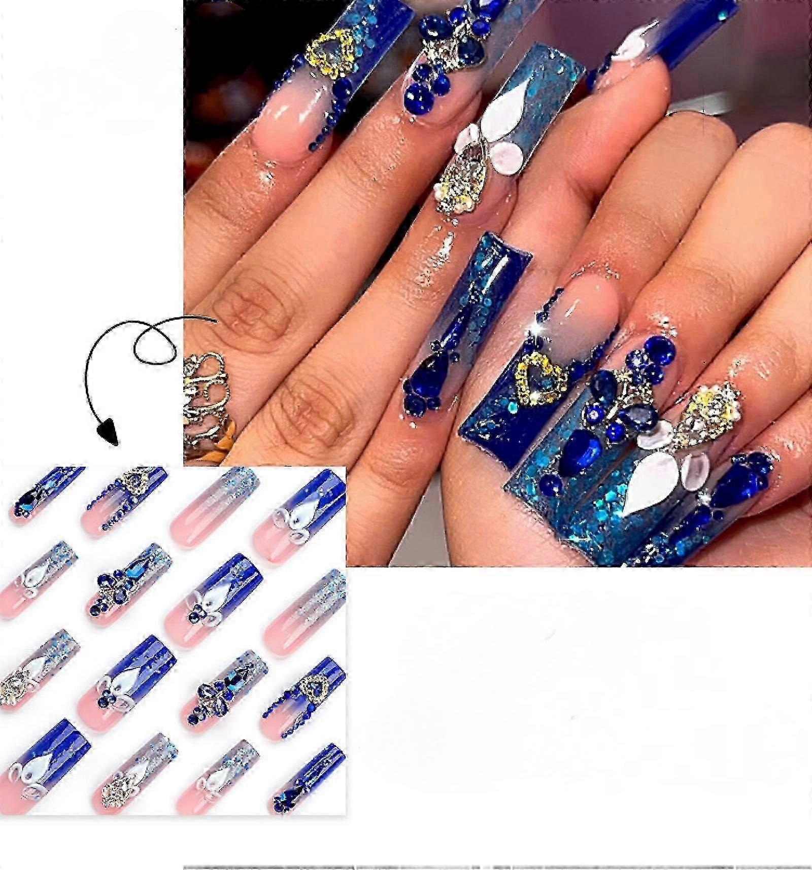 Extra-long Gradient Square Nail Stickers, 12 Sizes, 120 Pieces per Pack, Semi-matte and Easy to Operate