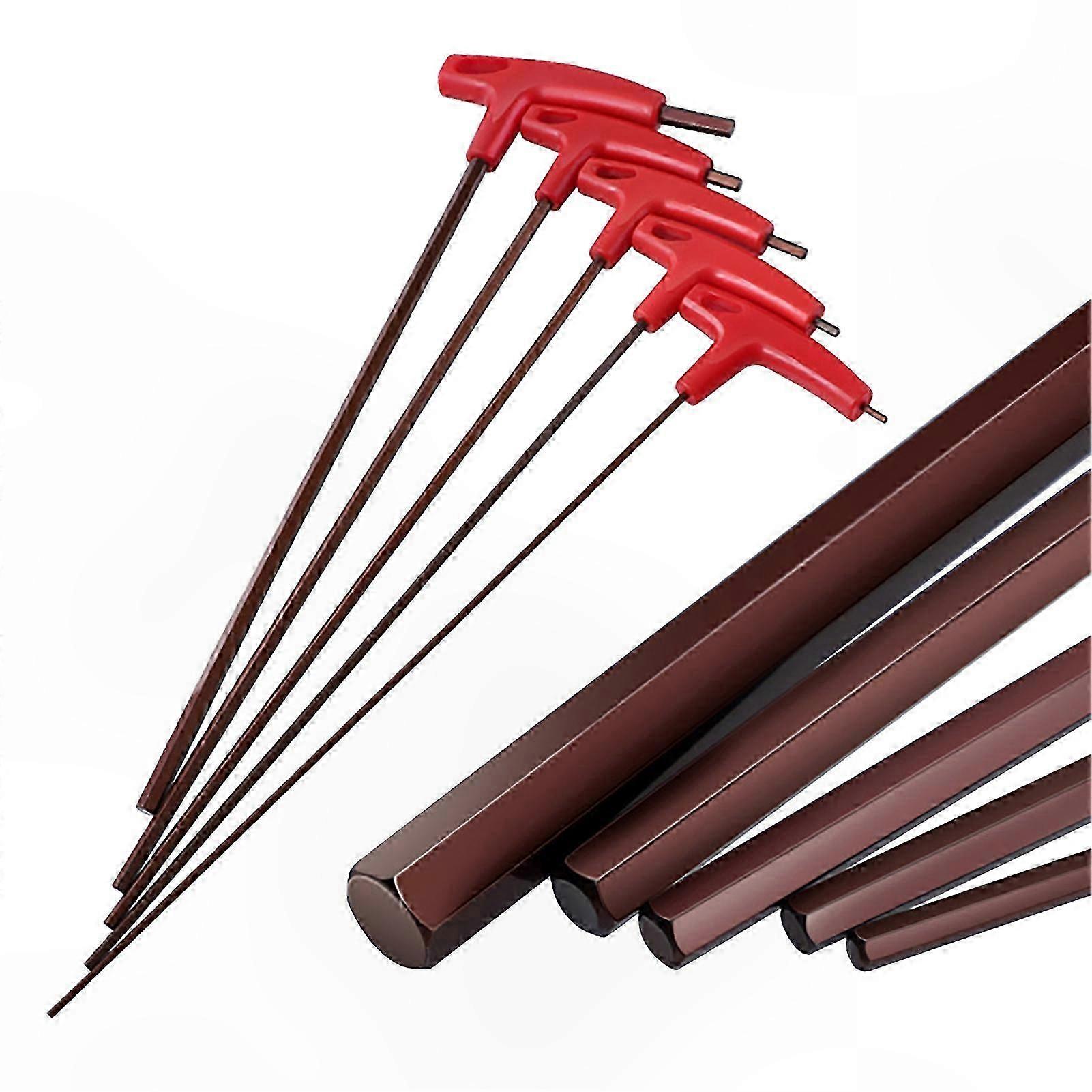 Hex Key Wrench Set with T Handle and Long Arm Design - Metric Size 3/4/5/6/8mm for Maintenance and Repair Tasks