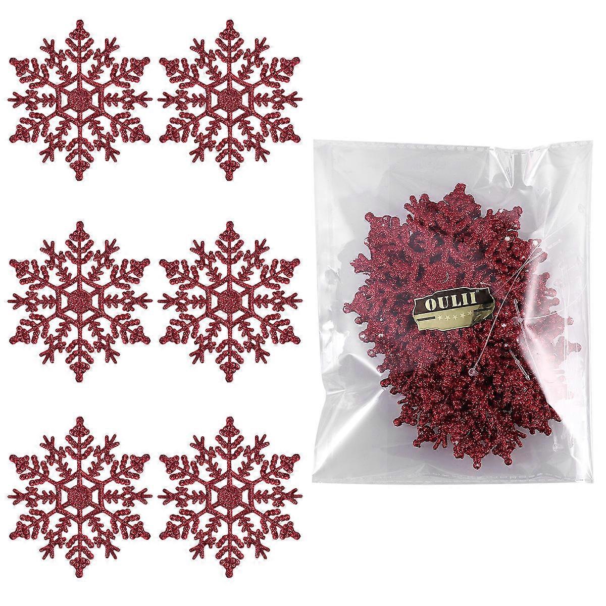 Mini Plastic Snowflakes 12Pcs Craft Decorations For Families Christmas Tree Decor 10X10X0.5Cm