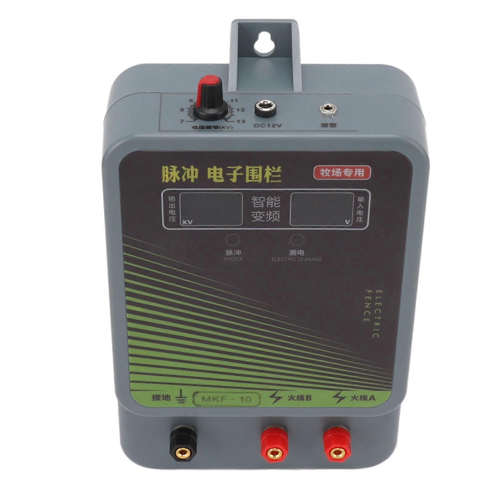 10km Electric Fence Charger Intelligent Voltage Regulation High Voltage Pulse Electric Fence Alarm Controller 100‑240V US Plug 