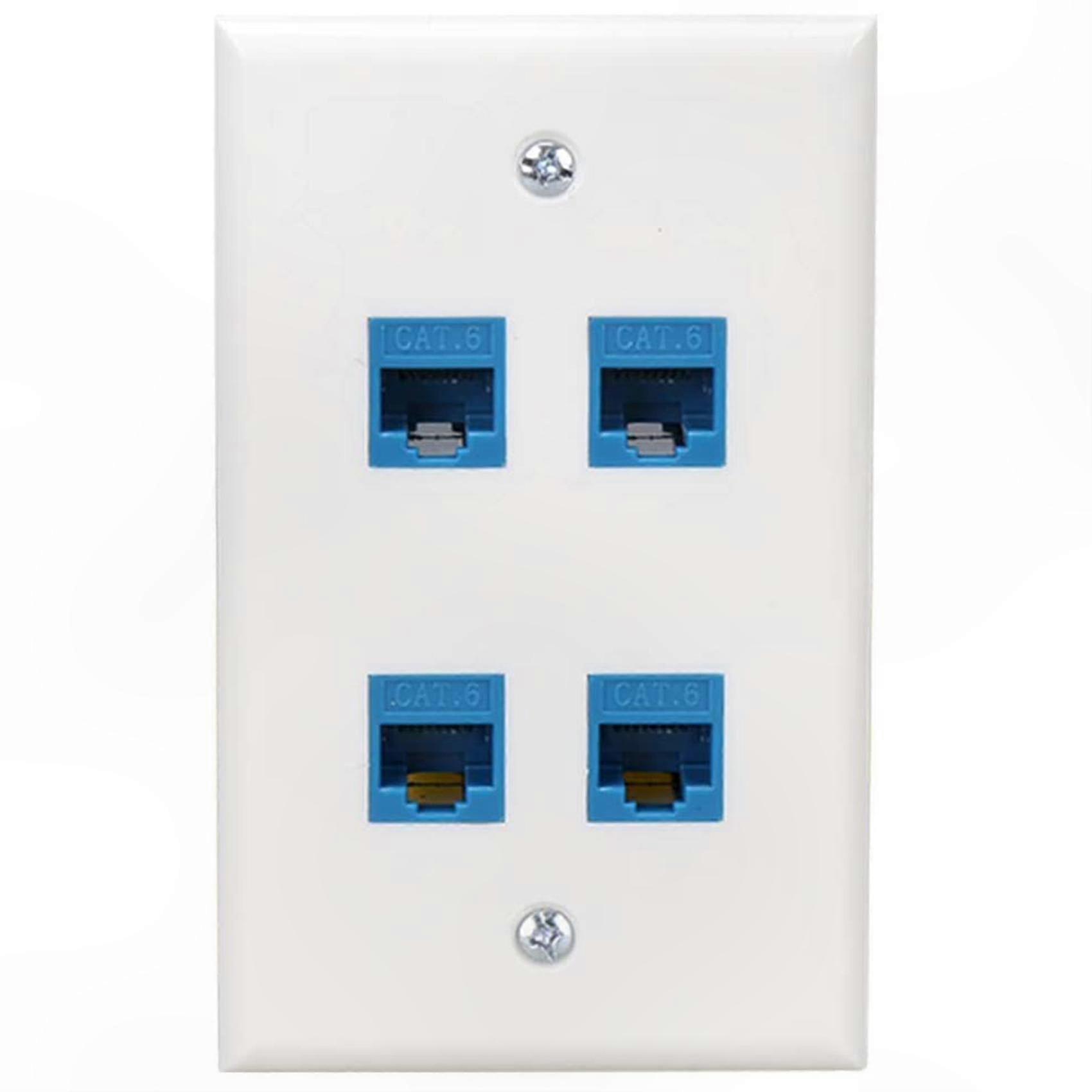 4-Port Ethernet Wall Plate, Female to Female, Compatible with Cat7/6/6E/5/5E Network Devices