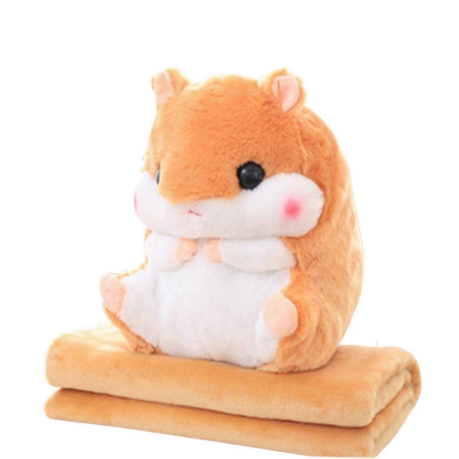 Coloful Stuffed Hamster Animal Pillow with Blanket Kawaii Plush Hamster Toy for Children Cartoon Gift