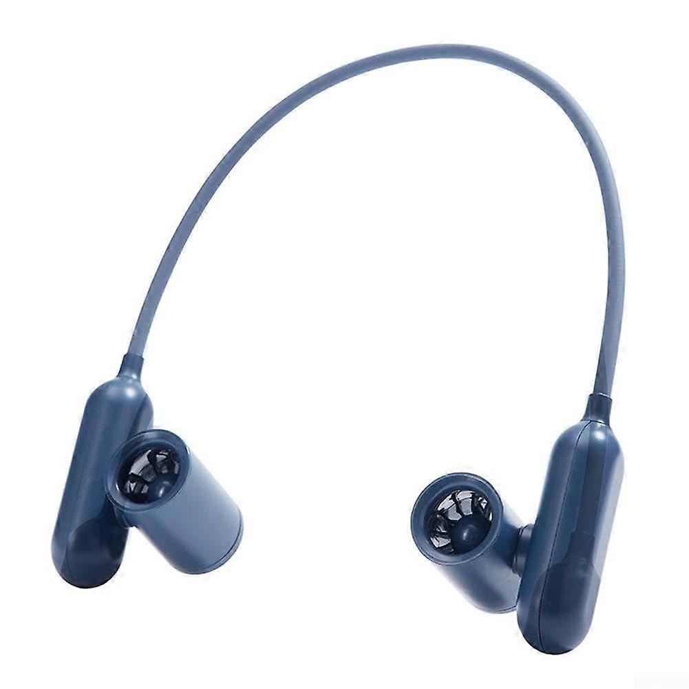 Portable Neck Fan Adjustable Airflow 3 Speed Settings Hands Wearable Cooling Fan Dual 2000mAh Battery Lightweight Blue